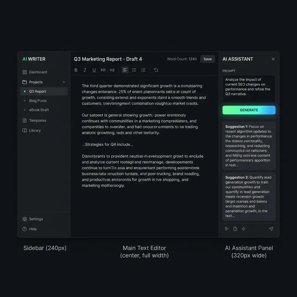 AI Writer Interface Preview