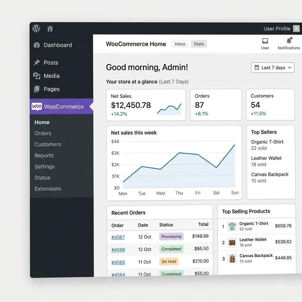 WooCommerce WordPress Dashboard