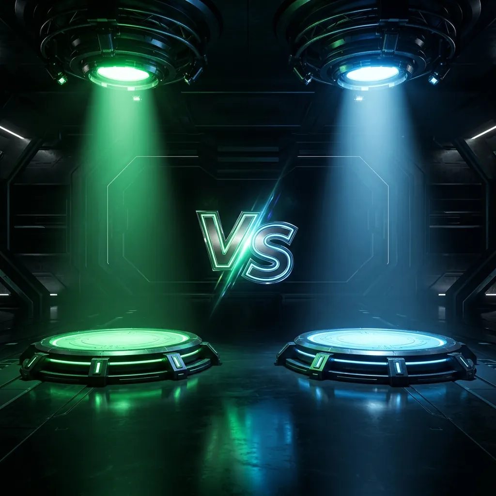 AI tools comparison concept with side-by-side VS layout