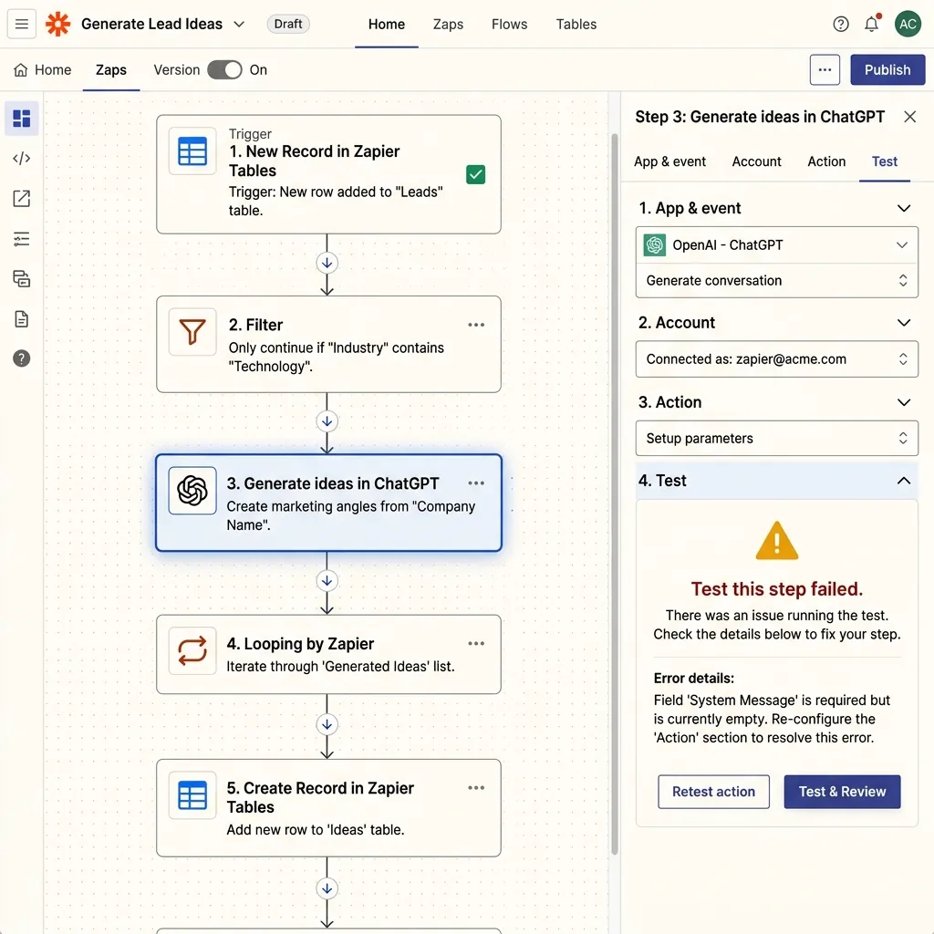 Zapier Workflow Editor